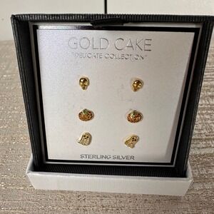 Gold Cake Delicate Collection Halloween Sterling Silver Stud Earrings Set